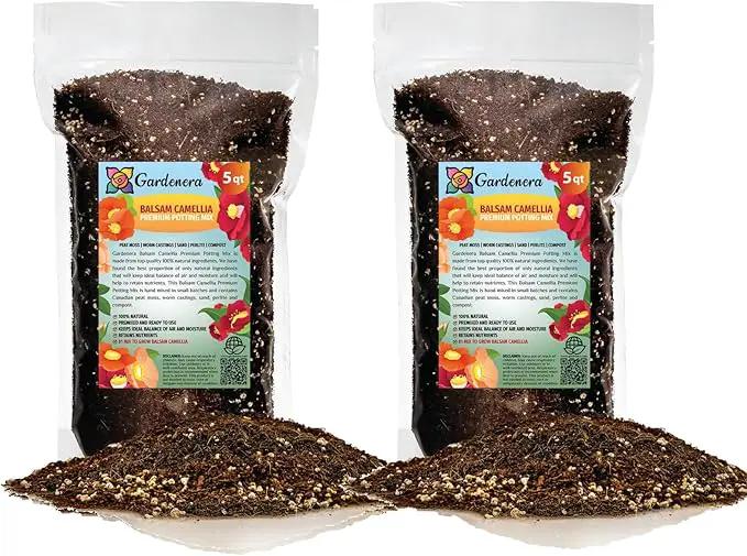 Premium Balsam Camellia Potting Soil Mix - Perfect Balance of Nutrients, Drainage, and Aeration for Thriving Blooms - 10 Quart by GreenHaven Gardens