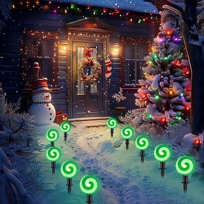Ultimate Unicorn Christmas Pathway Lights, Green Peppermint LED Lollipop Lights for Outdoor Decoration, With Stakes for Yard, Sidewalk, Garden, Rooftop by GreenHaven Gardens