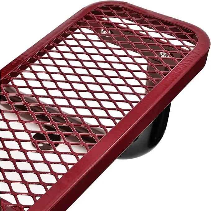 Global Industrial 4 ft. Expanded Metal Rectangular Outdoor Steel Picnic Table, Red by GreenHaven Gardens