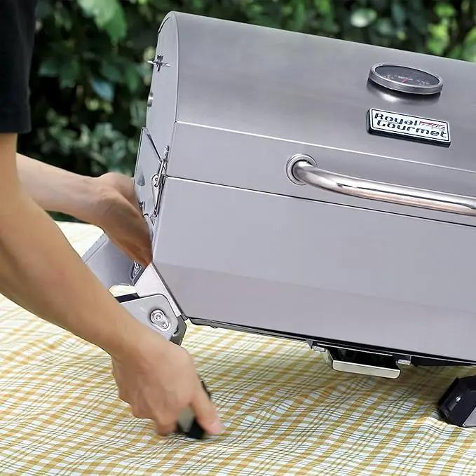 Royal Gourmet GT1001 Stainless Steel Portable Grill, 10000 BTU BBQ Tabletop Gas Grill with Folding Legs and Lockable Lid, Outdoor Camping, Deck and Tailgating, Silver by GreenHaven Gardens