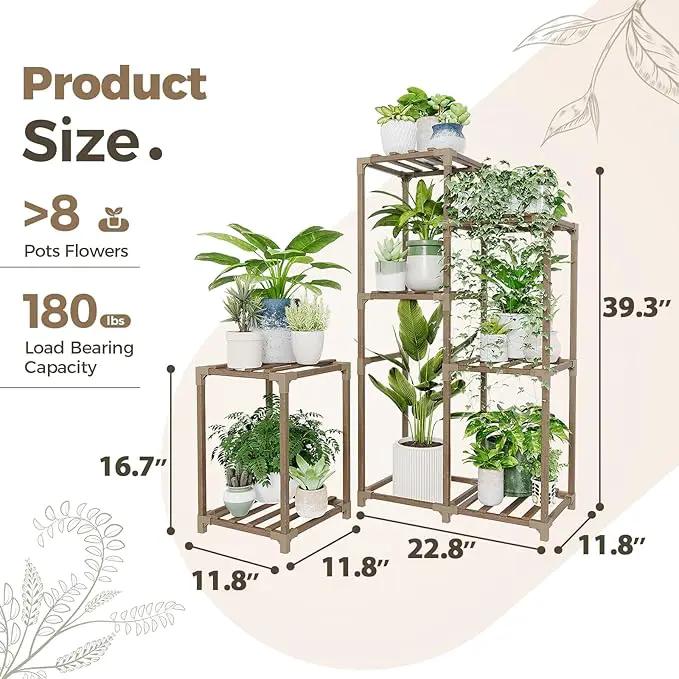 Bamworld Plant Stand Indoor Corner Plant Shelf Wood Plant Holder for Multiple Plants Tall Flower Stands Plants Table Rack Garden Patio Lawn Window 03H by GreenHaven Gardens
