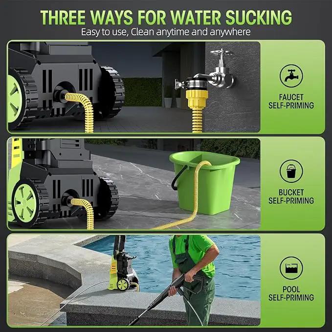 Electric High Pressure Washer - Portable Washer with 23 FT Water Outlet & 6.6 FT Inlet Hose, Steel Spray Wand, Foam-Adjustable Cannon,4 Nozzle Set, Cleans Car/Patio/Fence/Window, 3800PSI 2.4GPM by GreenHaven Gardens