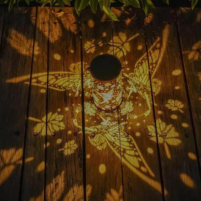 Fairy Solar Lanterns Outdoor Hanging Maple Leaf Decor Lantern,Waterproof Hollow Out Metal Decorative Garden Light,Graceful Decoration for Patio,Landscape,Walkway,Festival by GreenHaven Gardens