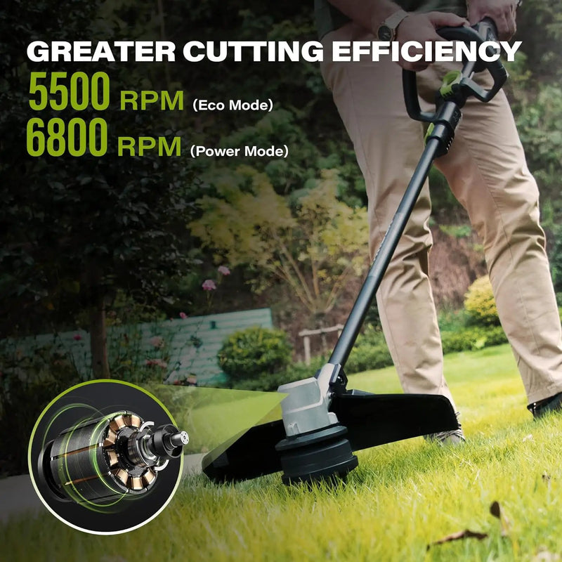 SUNTEK Electric String Trimmer Edger, 40V 15-Inch Brushless String Trimmer Cordless with 4.0Ah Battery and Fast Charger Included, 2-Speed Levels, Integrated Screen and APP Connection, Aluminum, Black by GreenHaven Gardens