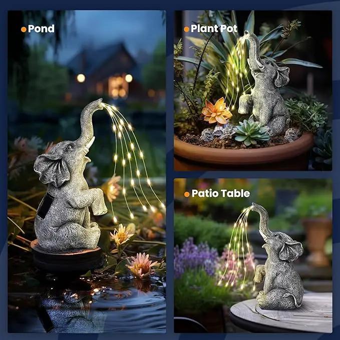 GIGALUMI Solar Garden Decor Watering Elephant Statues Outdoor, Birthday Gifts for Women Mom Grandma Senior Elder, Elephant Ornament for Balcony, Garden, Patio, Yard, Lawn (Constant Lights Only) by GreenHaven Gardens