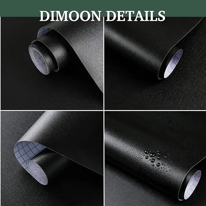Dimoon 78.7''x17.7'' Black Peel and Stick Wallpaper Contact Paper Modern Self Adhesive Wall Paper Removable Renter Friendly Textured Solid Color Shelf Cabinet Vinyl Roll (78.7''x17.7'',Black) by GreenHaven Gardens