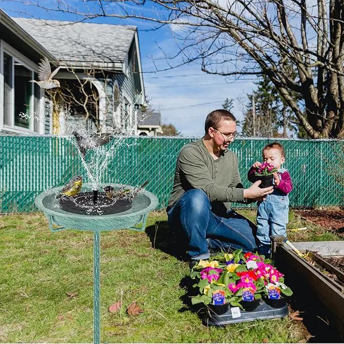 Metal Bird Bath for Outside, 36.2" Height Birdbath Bowl Standing Bird Feeders for Outdoors with 4 Prongs Base Stake, Freestanding Birdfeeders for Garden Yard Lawn Decor (Retro Green) by GreenHaven Gardens