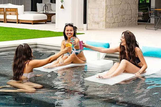 Classic White - Small Side Table – Designed for Shallow Shelves Up to 10” – Aqua Outdoors – Compatible with All Pool Types - Inside Pool, Sun Shelf & Patio Surfaces by GreenHaven Gardens