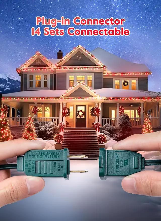 Vintage C9 LED Christmas Lights Outdoor, 50 Feet C9 String Lights with 50 Shatterproof Matte Bulbs, Connectable Waterproof Lights for Holiday Party Roofline Backyard Garden Patio, R & Warm White by GreenHaven Gardens