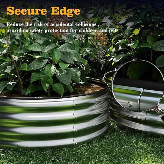 Galvanized Metal Planter Round Raised Garden Bed Kit for Gardening Outdoor，2x2x1ft Grow Garden Box Raised Flower Bed，Round Galvanized Planter Outdoor Metal Fire Pit Ring White by GreenHaven Gardens