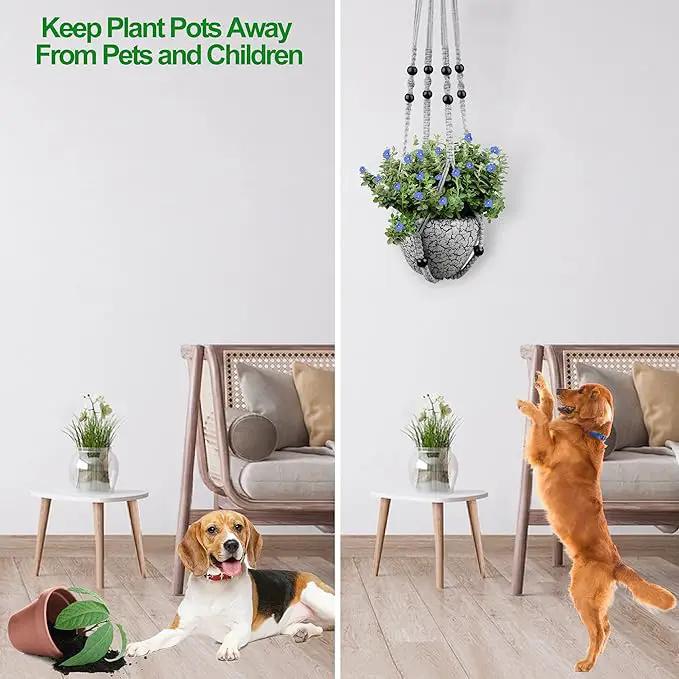 RIFNY Macrame Plant Hanger for 5 to 10 Inch Plant Pots, 35 Inch Indoor Handmade Woven Rope Hanger Kits with Hooks and Wood Beads, Hanging Planter Basket Holder for Boho Home Decor (Grey, 3 Pack) by GreenHaven Gardens