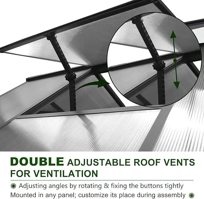 8x14 FT Green House for Outdoor, Polycarbonate Aluminum Walk-in Greenhouse Kit with Lockable Door and Adjustable Roof Vents, Backyard Garden in Winter, Gray by GreenHaven Gardens