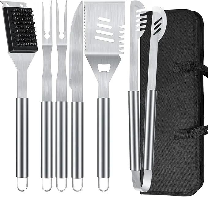 BBQ Grill Tools Set 16-inch Heavy Duty, 6 Pcs- Barbecue Utensils Kit for Camping, Kitchen, Outdoor Cooking,Suitable as a Gift for Men, Fathers, Friends by GreenHaven Gardens