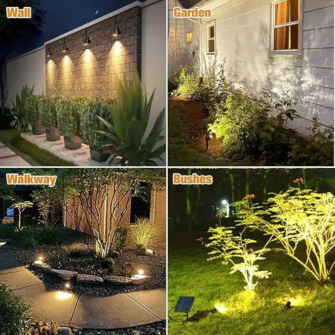 APONUO Metal Solar Spot Lights Outdoor with 9.8ft Cable Solar Powered Landscape Lighting Low Voltage IP65 Waterproof Auto On/Off for Outside Garden Yard Landscape Pathway Garage-Warm White(4-in-1) by GreenHaven Gardens