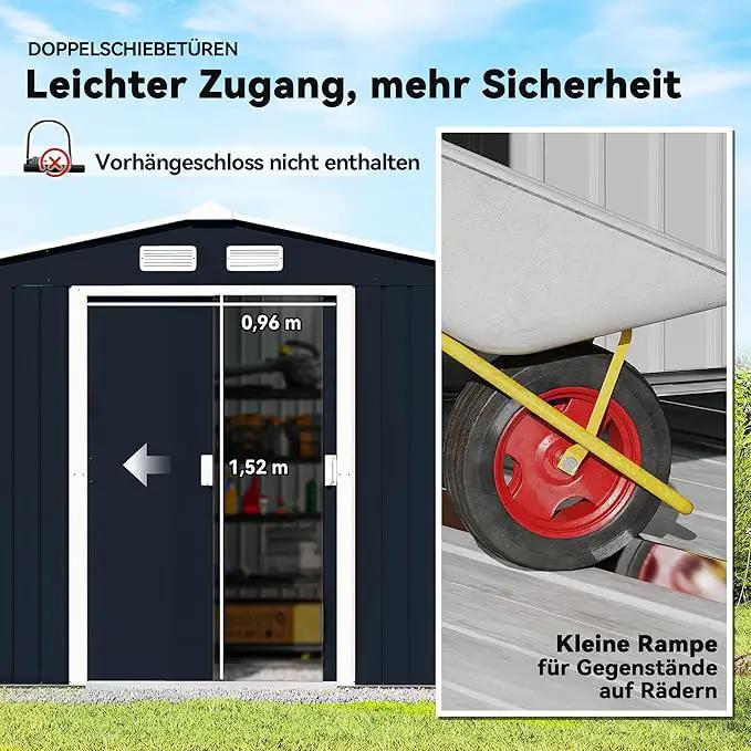 Outsunny 9' x 6' Outdoor Storage Shed, Garden Tool Metal Shed with Foundation Kit, Double Lockable Door, Air Vents and Sloping Roof, for Backyard, Patio, Lawn, Dark Gray by GreenHaven Gardens