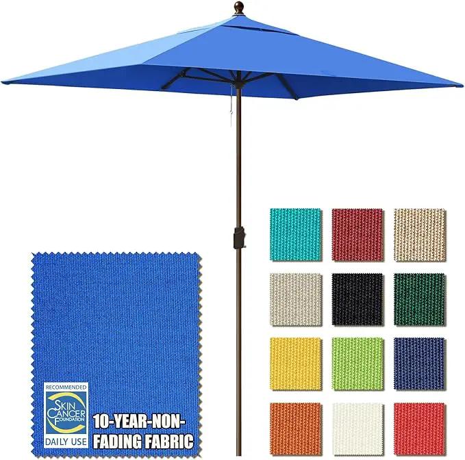 EliteShade USA 10-Year-Non-Fading 6.5x10Ft Rectangular Market Umbrella Patio Umbrella Outdoor Table Umbrella with Ventilation（Royal Blue） by GreenHaven Gardens