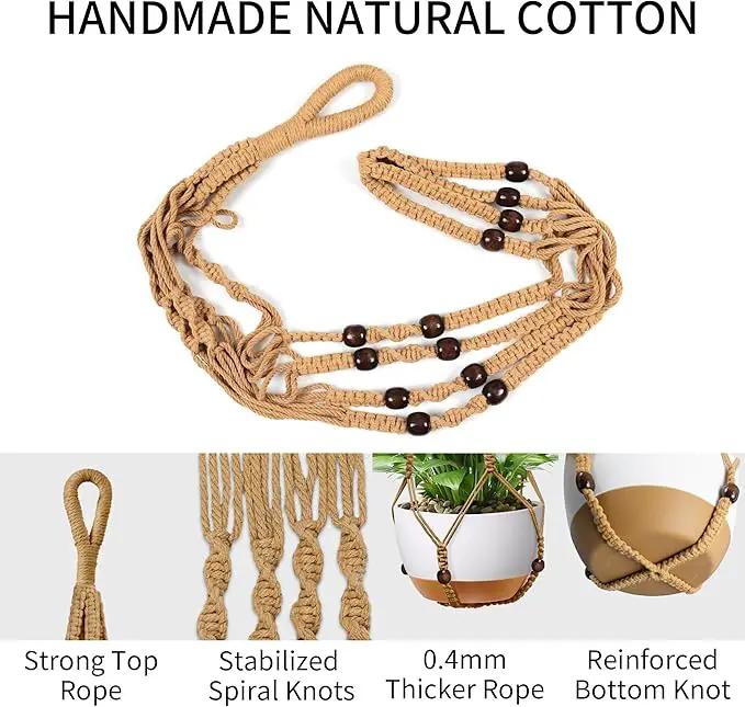 35 Inch Macrame Plant Hanger - Fits 4-13 Inch Pots, Supports Up to 22lbs, Sturdy Hanging Planter Holder for Indoor Outdoor, Boho Home Decor, 2 Pack, Brown (POTS NOT Included) by GreenHaven Gardens