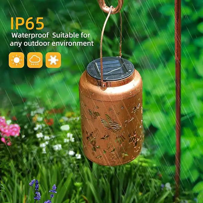 Hummingbird Solar Lanterns Outdoor Waterproof Hanging Solar Lights Metal Decor Lantern LED Light Christmas Decorative for Garden,Patio,Yard,Lawn,Backyard,Front,Porch as Holiday Gifts for Women Mom by GreenHaven Gardens
