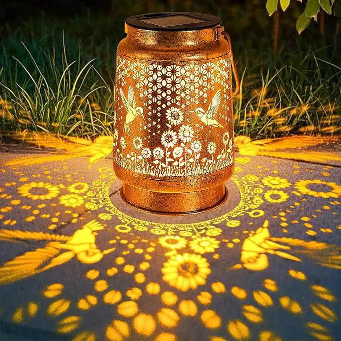 Hummingbird Solar Lanterns Outdoor Garden Decor, Birthday Gifts for Women Mom Grandma Hanging Metal Solar Lights Waterproof Decoration LED Lantern with Shepherd Hook for Outside Garden Yard Patio Lawn by GreenHaven Gardens