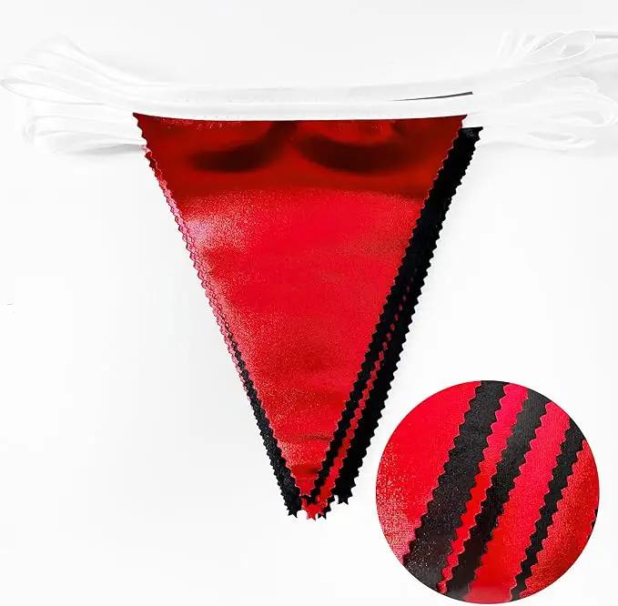Red Black Party Decoration Metallic Fabric Triangle Pennant Banner Flag Bunting Garland for Graduation Halloween Birthday Wedding Bachelorette Anniversary Las Vegas Casino Poker Pirate Party Supplies by GreenHaven Gardens