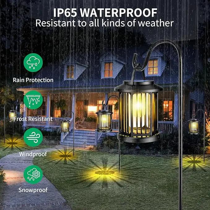 Solar Lanterns Outdoor All-Weather Resistance Upgraded Solar-Powered LED Flame Lanterns - Waterproof Outdoor Hanging Solar Lighting for Garden, Porch, and Pathway Decor (2) by GreenHaven Gardens
