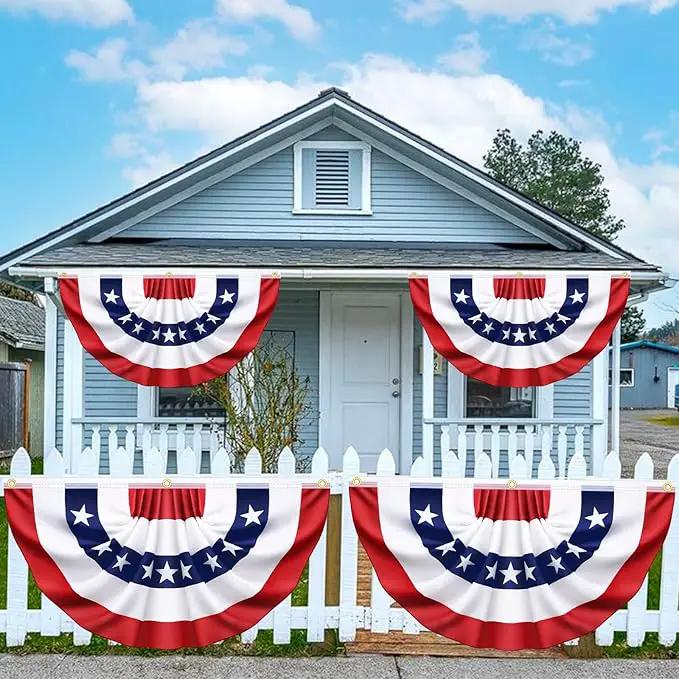 3x6 Ft 2 Pack American Pleated Fan Flag, Patriotic Half Fan Banner American Flag Decoration Bunting for Outside Red White and Blue Decor Independence Day Memorial Day 4th of july Decorations by GreenHaven Gardens