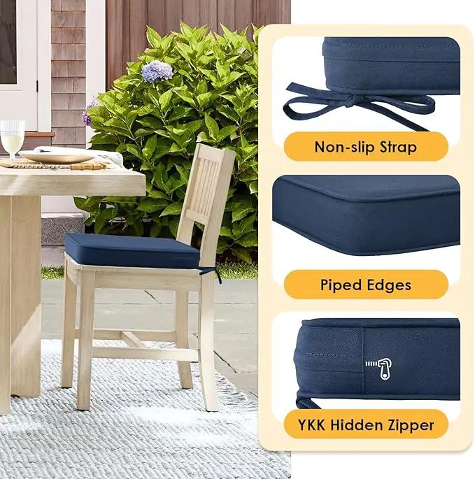 Outdoor Sunbrella Square Corner Seat Cushion, 18.5"x16"x3", Set of 4, Non Slip Seat Cushion Pads with Removable Cover for Patio Furniture, Garden Yard Lawn, Specrtum Indigo by GreenHaven Gardens