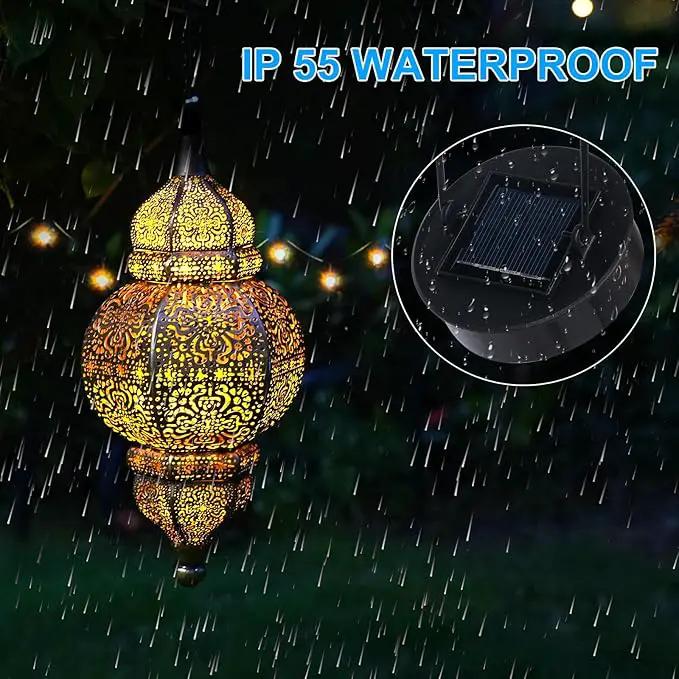 Hanging Solar Lights, Outdoor Decor Solar Lantern, Waterproof Metal Moroccan Lantern for Outside Patio Pathway Yard Front Porch Backyard Garden Decorative by GreenHaven Gardens