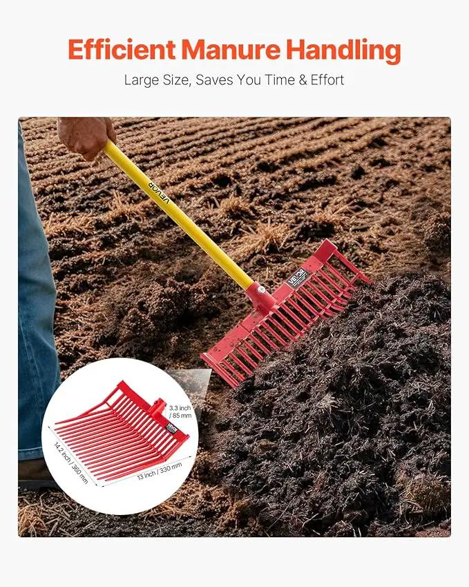 VEVOR 6PCS Manure Fork Replacement Head, 18 Angled Tines Horse Manure Fork Head, Durable Plastic Pitchfork Heads, Horse Mulch Rake for Picking up Stable Stall Muck Grass Hay Cleaning Farm Work by GreenHaven Gardens