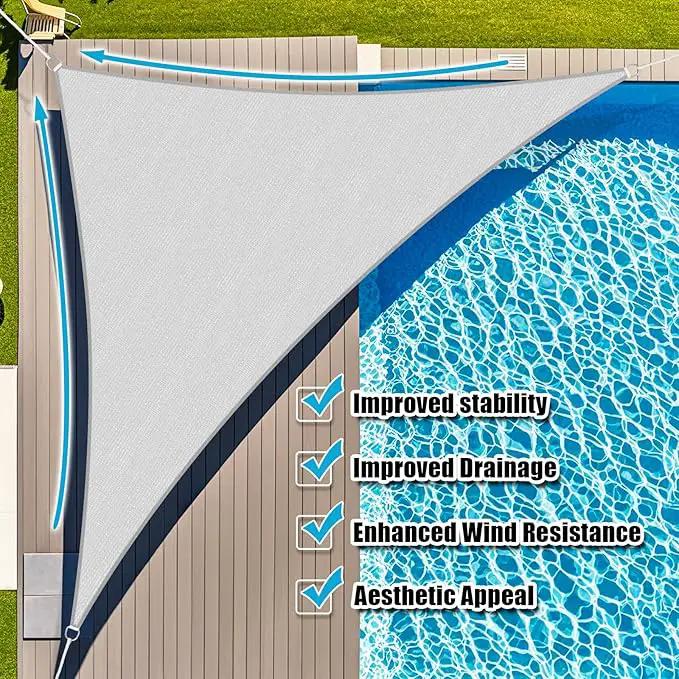 Amagenix Sun Shade Sail 13X13X13 Curved Edge Outdoor Shade Canopy Light Grey Breathable 95% UV Block Shade Cloth for Patio Garden Backyard (We Make Custom Size) by GreenHaven Gardens