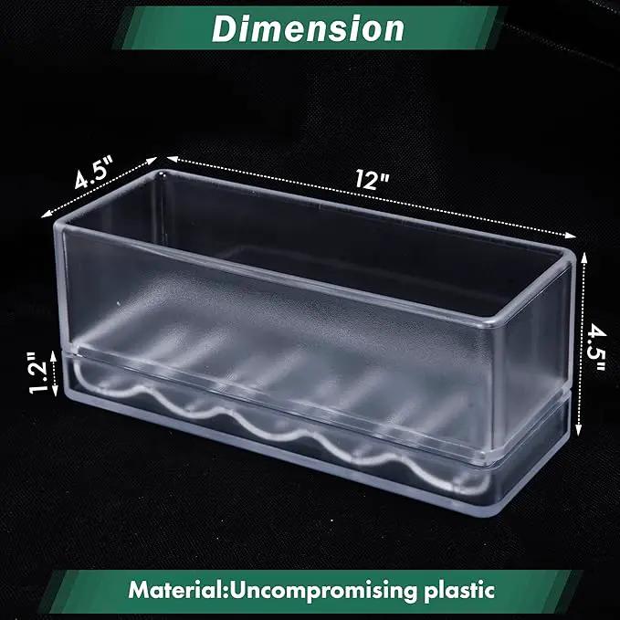 D'vine Dev 12 Inch Window Box Planter, Rectangle Plastic Herb Planter with Drainage Holes and Saucer, Indoor Succulent Cactus Vegetable Pot for Windowsill, Garden Balcony, Clear, Set of 1, 76-X-D-1 by GreenHaven Gardens