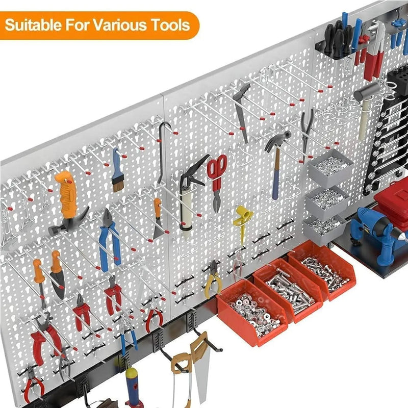 TORACK 109Pcs Pegboard Wall Organizer 4 ft. Garage Metal Pegboard Standard Utility Tool Storage Kit w/Toolboard Hooks & Pegboard Hooks Accessories, Wall Mounted Storage Bins & Shelf by GreenHaven Gardens