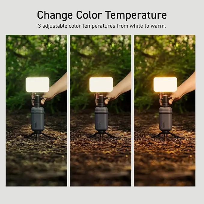 ELECOM NESTOUT Outdoor Camping LED Panel Flashlight w/ Mini Tripod, Dimmable USB Powered LED Light, IP44 Water Dust Resistant, 30-1000 Lumen, Portable Lantern for NESTOUT Power Bank, Beige (Flash-1) by GreenHaven Gardens