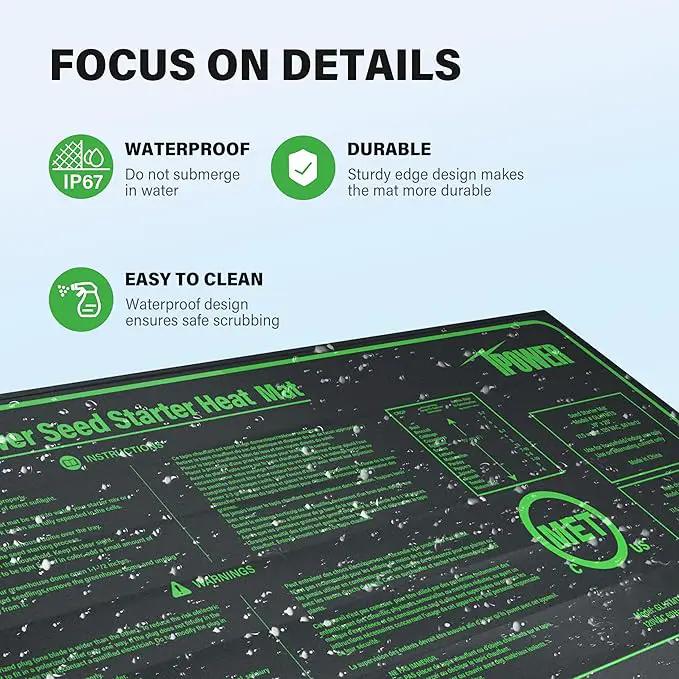 iPower Durable Waterproof Seedling Heat Mat Warm Hydroponic Pad for Efficient Seed Starting, Greenhouse Use, and Germination, 10" x 20", Black by GreenHaven Gardens