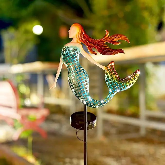 ARTER Solar Garden Stake Lights, Metal Mermaids Ocean Nautical Outdoor Waterproof Solar Pathway Lights with 3.6 Feet 22 LED Fairy Lights for Yard Patio Lawn Poolside, 37 Inches Tall (Pack of 2) by GreenHaven Gardens