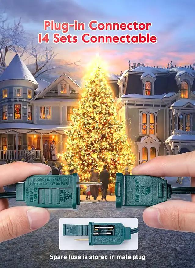50FT C7 Clear LED Christmas String Lights Outdoor, Commercial Connectable Christmas Lights with 50+2 Bulbs(2 Spare), Hanging Christmas Tree Lights for Xmas Holiday Party Roofline Backyard Decor by GreenHaven Gardens