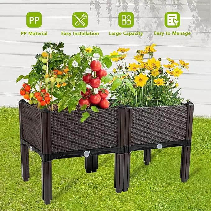 Raised Garden Bed with Legs Planters for Outdoor Plants pots Elevated Garden Boxes Garden Patio Balcony Deck to Planting Flowers Vegetables Tomato and Herbs by GreenHaven Gardens