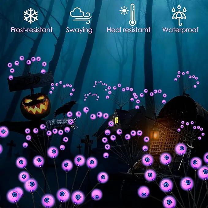 Solar Halloween Lights - 2 Pack 20LED Outdoor Waterproof Scary Eyeball Swaying Firefly Lights for Yard Garden Patio Party Decor Purple by GreenHaven Gardens