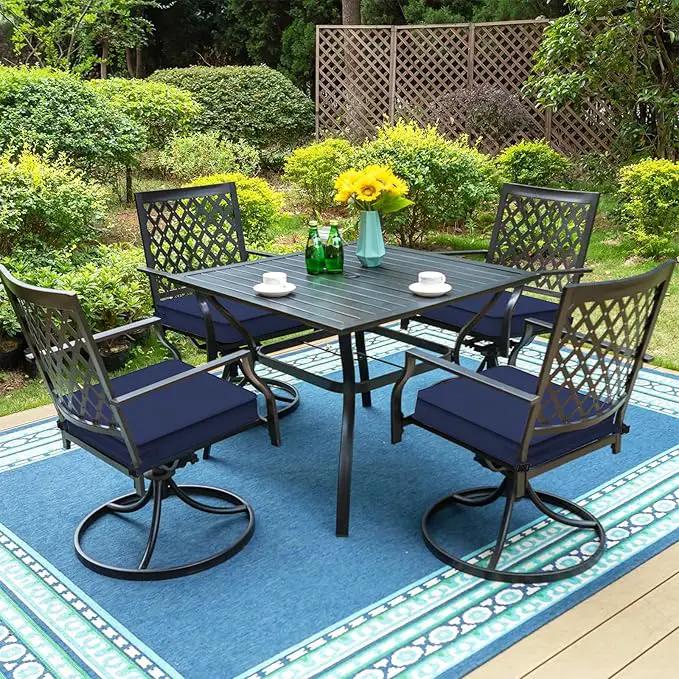 LVTXIII Patio Chair Cushions 19"x19"x3", Water-Repellent Outdoor Seat Cushions for Patio Furniture, Square Chair Pads with Ties for Home Garden Decoration, Set of 2, Navy Blue by GreenHaven Gardens