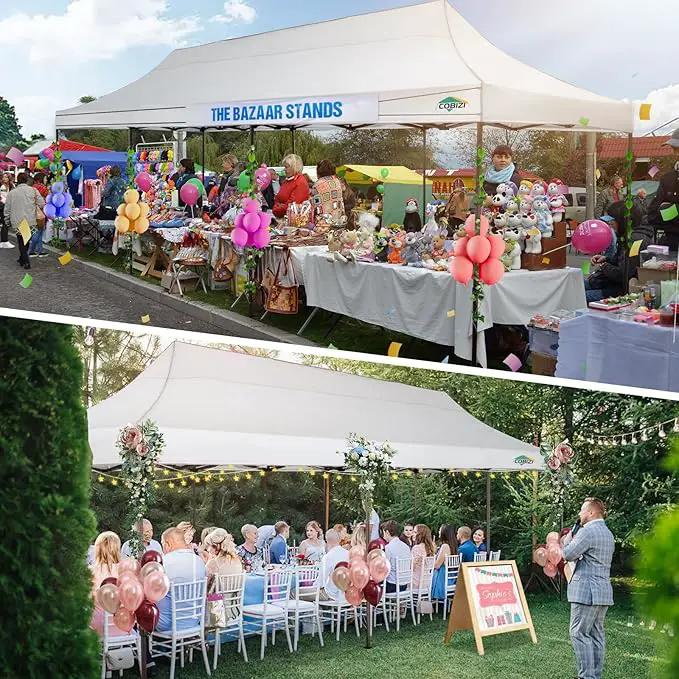 COBIZI 10x30 Pop Up Canopy Tent Heavy Duty with 8 Removable Sidewalls, Commercial Portable Tents for Parties Ez Up Canopy All-Weather Windproof & Waterproof and UPF 80+ Wedding Tent Sun Shelter by GreenHaven Gardens