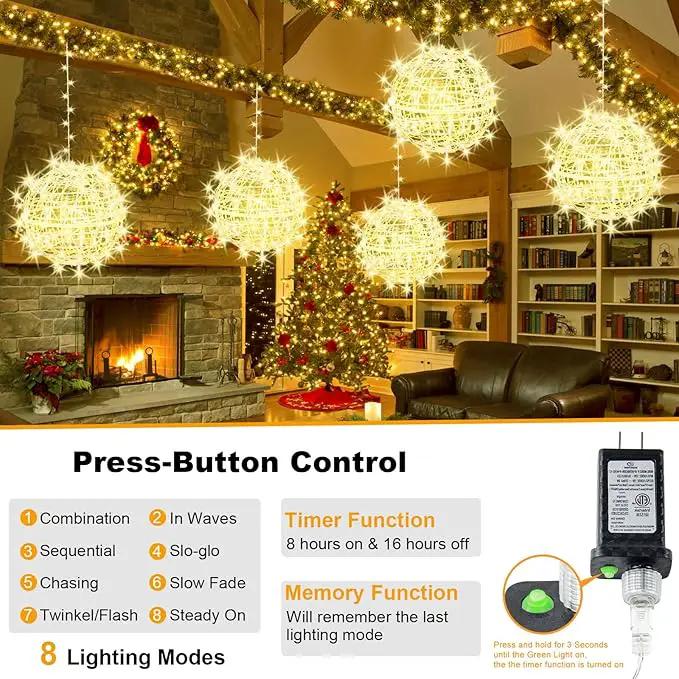 Christmas String Lights Outdoors,4 Pack 11.81" Sphere Lights,Ball Tree Garden Globe Lights for Home, Party, Christmas, Porch Patio,Wedding, Garden,Tree Decoration with Plug by GreenHaven Gardens