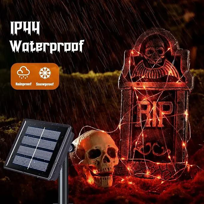 JMEXSUSS 2 Pack Orange Solar Halloween Lights, 66ft 200 LED Solar Fairy Lights Outdoor, Waterproof Solar String Lights for Tree Patio Garden Halloween Thanksgiving Decorations by GreenHaven Gardens