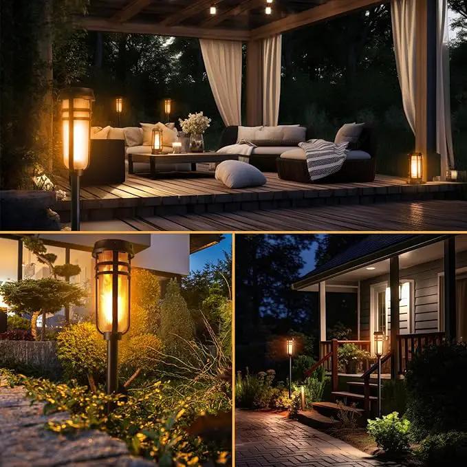 Metal Solar Torch - Adjustable Height (24" - 50"), Outdoor Lights with Flickering Flame, Waterproof Solar Powered Lights, Flame Torches for Patio, Pathway, Yard Decor, Matte Black (1-Pack) by GreenHaven Gardens