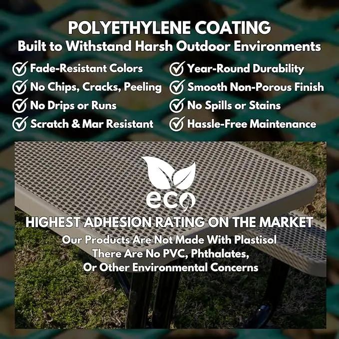 Heavy-Duty Outdoor Bench Thermoplastic Coated, Expanded Metal, Commercial-Grade Seating, Made in America (Inground Without Back, 8 Ft, Textured Copper) by GreenHaven Gardens