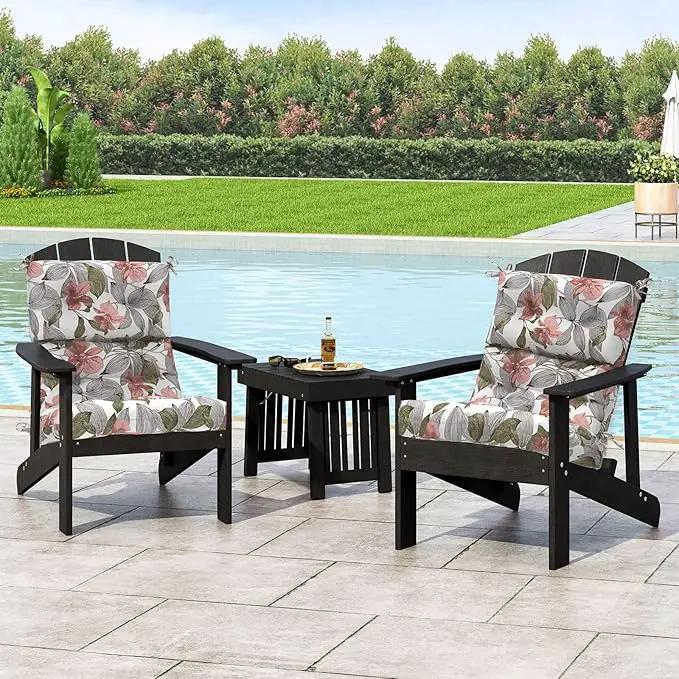 LVTXIII Outdoor Seat/Back Chair Cushion Patio Tufted High Back Cushion, Seasonal Replacement Rocking Chair Cushion with Ties (22” W x 20D”, Set of 2, Clemens Noir Pink) by GreenHaven Gardens