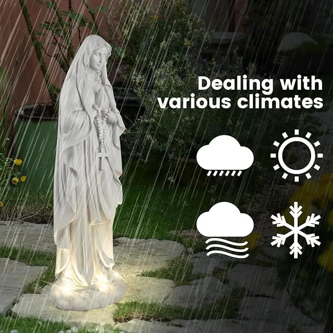 Virgin Mary Statue 31.49 Inch Religious Garden Statue Solar Mary Statue Outdoor Yard Patio Deck Home Entryway Hallway Sculpture by GreenHaven Gardens