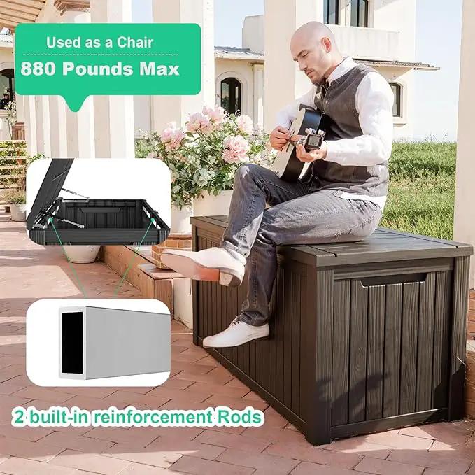 DRATO 180 Gallon Deck Box, Waterproof Resin Large Outdoor Storgae Box for Patio Furniture, Patio Cushions, Gardening Tools, Pool and Sports Supplies, Lockable by GreenHaven Gardens
