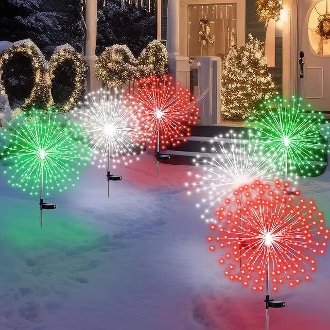 6 Pcs St. Patrick's Day Solar Firework Stake Lights 180 LED 8 Modes Solar Waterproof LED Sparkler Lights Outdoor Decoration for Garden Patio Yard Pathway Walkway Lawn, Red Green White by GreenHaven Gardens