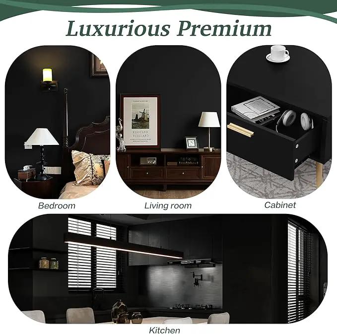 Dimoon 394''x17.7'' Black Peel and Stick Wallpaper Contact Paper Modern Self Adhesive Wall Paper Removable Renter Friendly Textured Solid Color Shelf Cabinet Vinyl Roll (394''x17.7'',Black) by GreenHaven Gardens