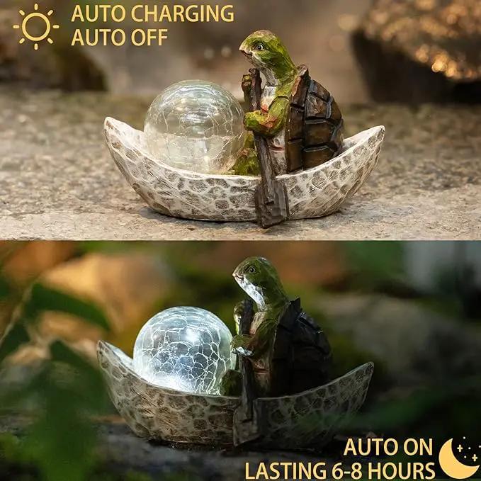 Garden Statue of Turtle,Garden Decor Turtle Figurine,Turtle Outdoor Statue,Solar Turtle Decor for Patio,Balcony,Yard,Lawn Ornament,Perfect Garden Gift by GreenHaven Gardens